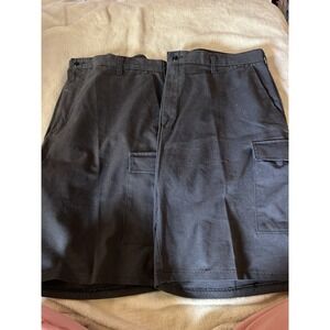 2 Pairs Work Uniform Shorts, Cargo Pockets, Cotton Blend,‎  Faded Black, Size 38